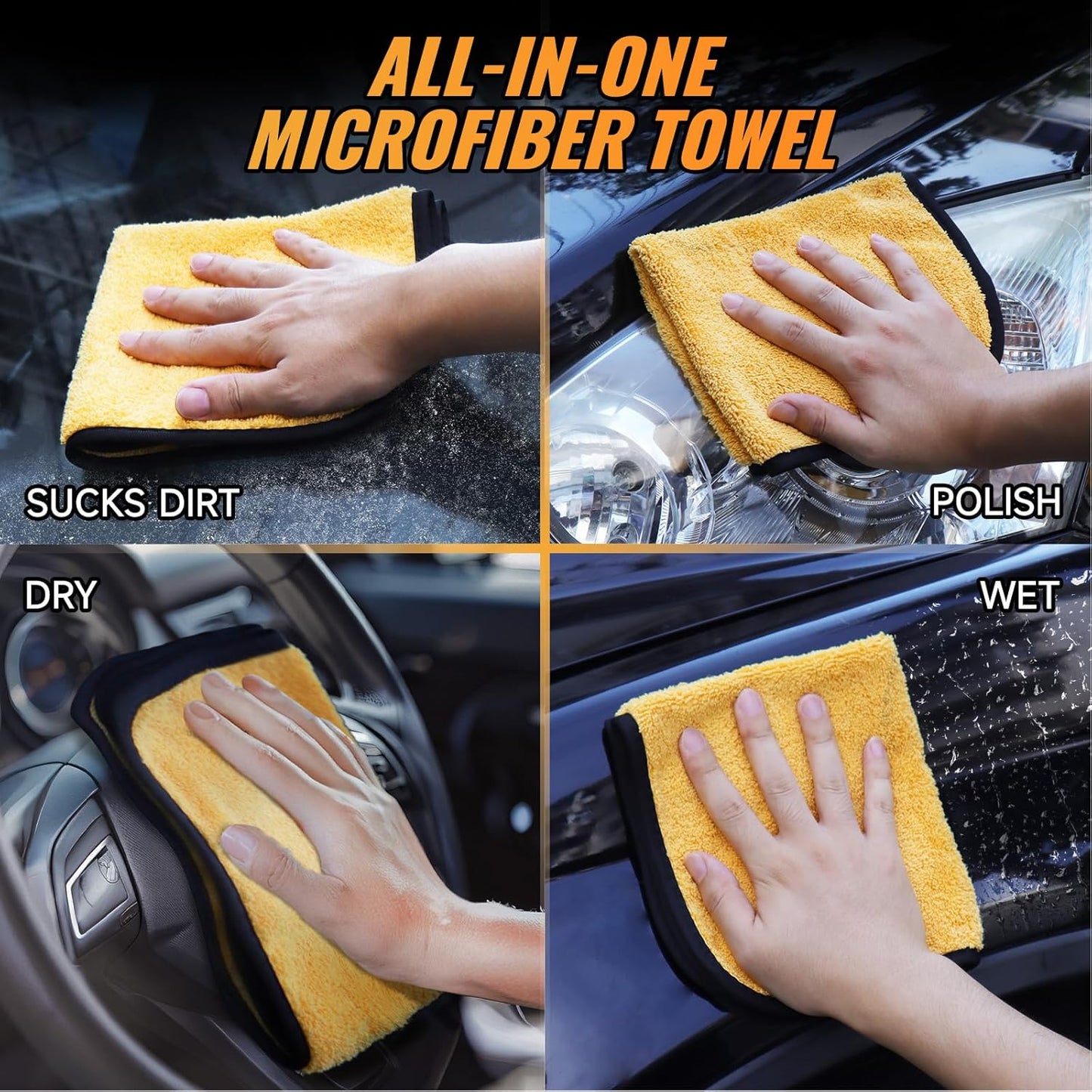 3 Pack Microfiber Towels for Cars,16Inch*14Inch-420Gsm Premium Microfiber Cleaning Cloth Car Drying Towel,Safe for Car Wash Scratch Free Strong Water Absorption