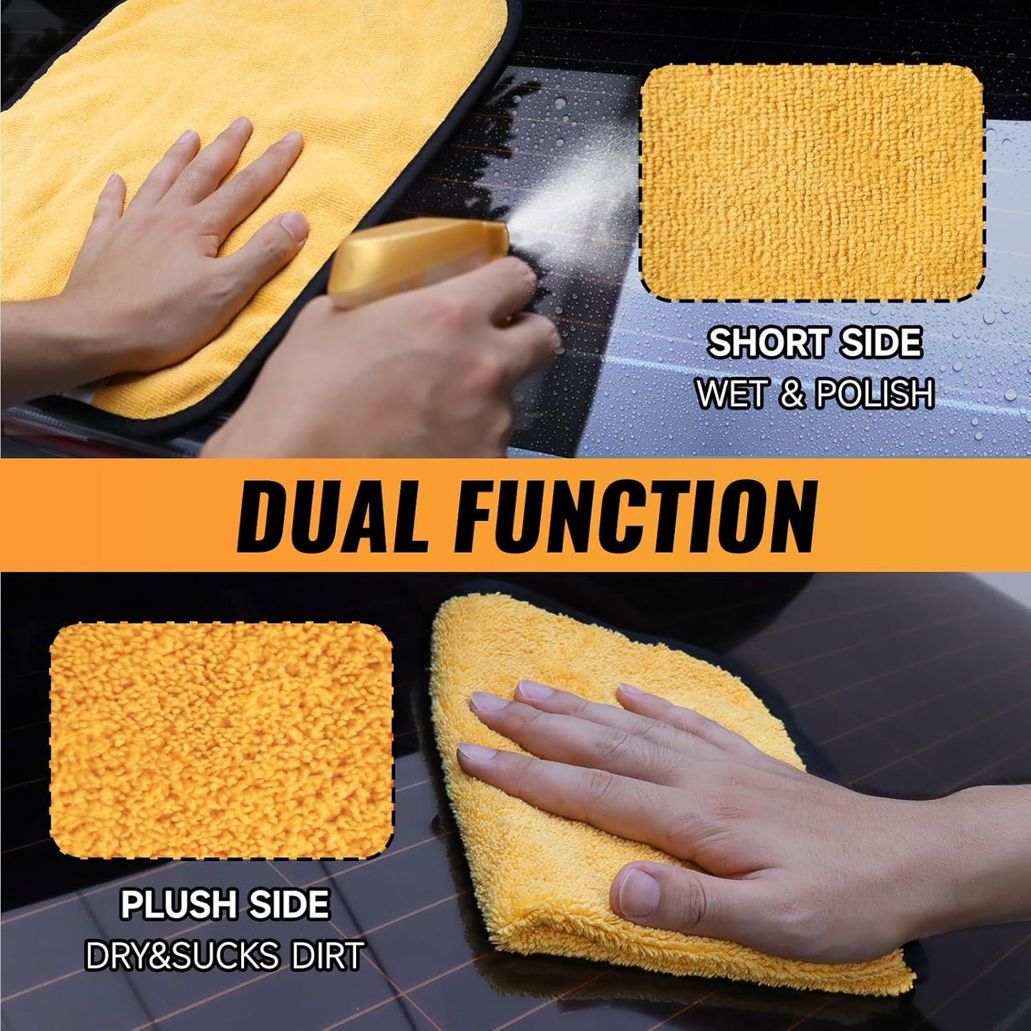 3 Pack Microfiber Towels for Cars,16Inch*14Inch-420Gsm Premium Microfiber Cleaning Cloth Car Drying Towel,Safe for Car Wash Scratch Free Strong Water Absorption