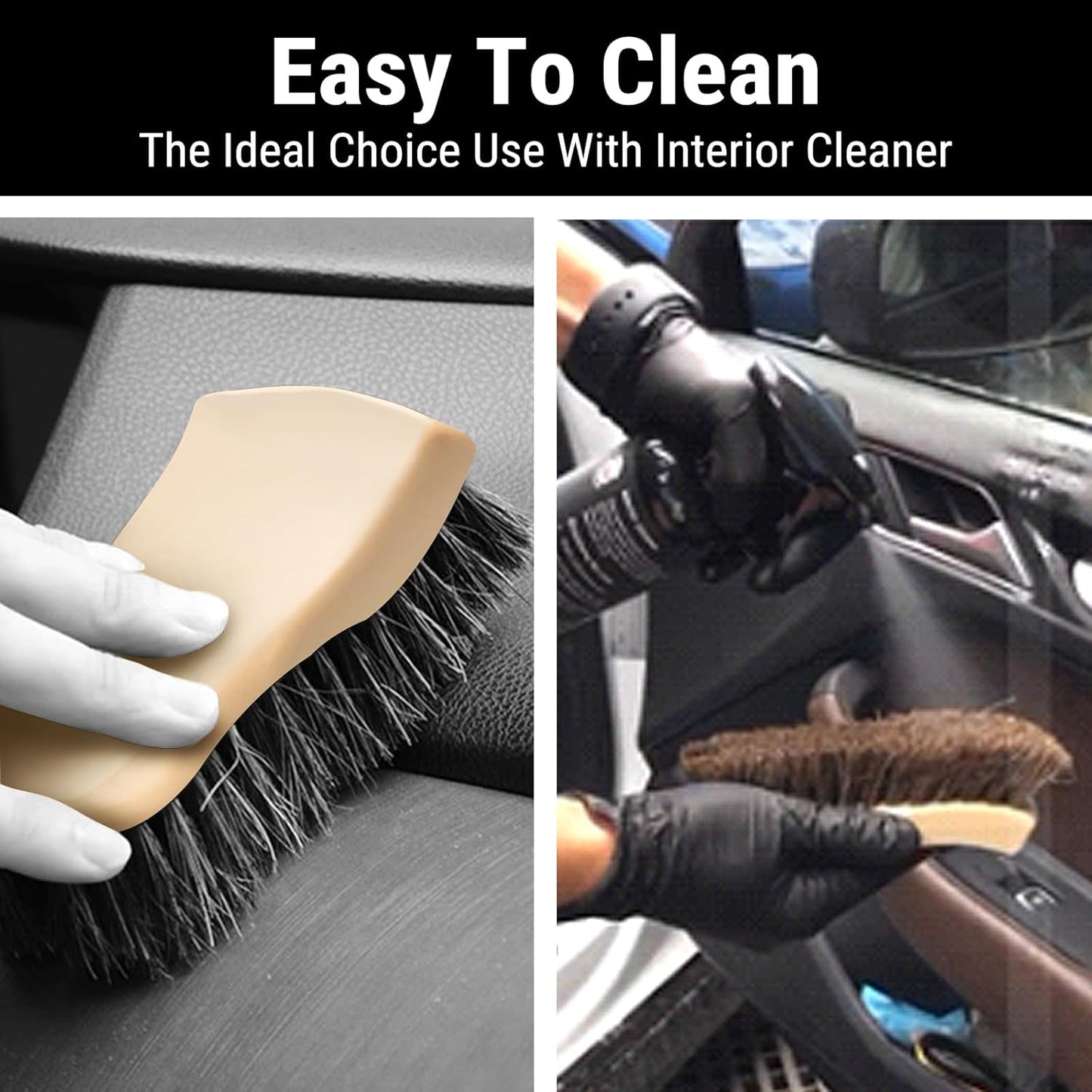 Long Bristle Horse Hair Brush for Leather, Versatile Leather Cleaning Brush for Car Interior Seat, Carpet, Upholstery, Furniture and Shoes