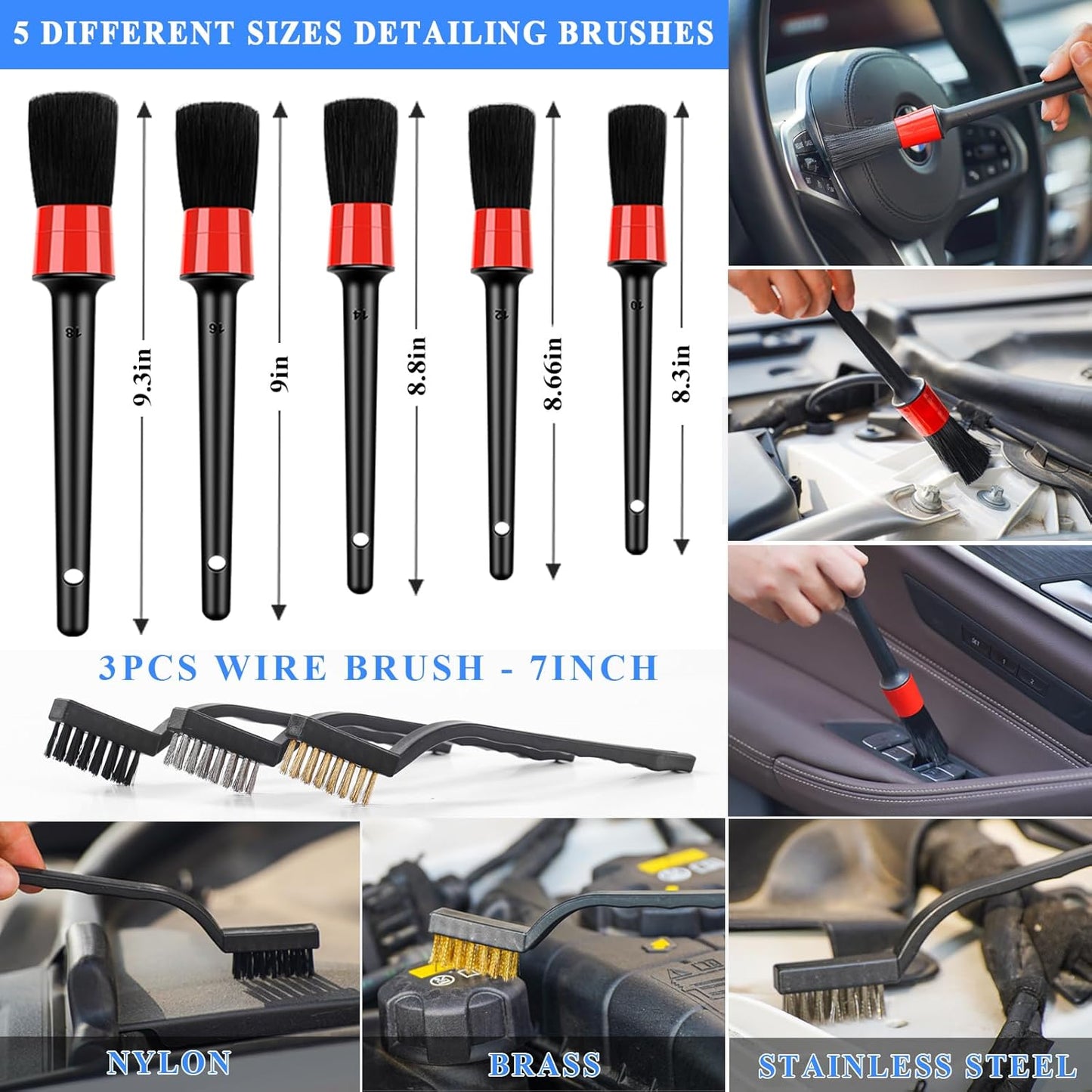 42Pcs Car Wash Detailing Kit Cleaning Kits with Foam Gun Sprayer Wash Brush with Long Handle Collapsible Bucket Large Wash Mitt Towels Complete Interior Exterior Car Washing Supply Set Blue