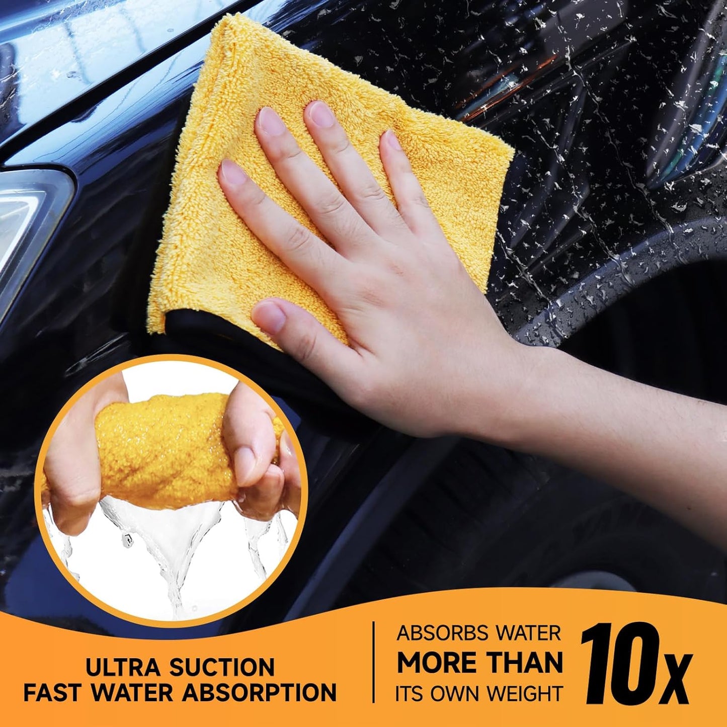 3 Pack Microfiber Towels for Cars,16Inch*14Inch-420Gsm Premium Microfiber Cleaning Cloth Car Drying Towel,Safe for Car Wash Scratch Free Strong Water Absorption