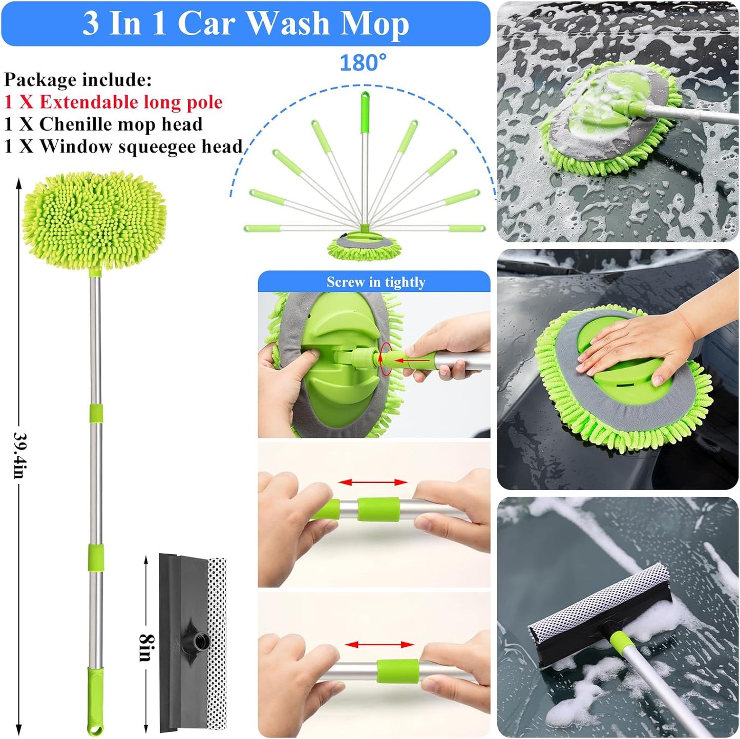 42Pcs Car Wash Detailing Kit Cleaning Kits with Foam Gun Sprayer Wash Brush with Long Handle Collapsible Bucket Large Wash Mitt Towels Complete Interior Exterior Car Washing Supply Set Blue