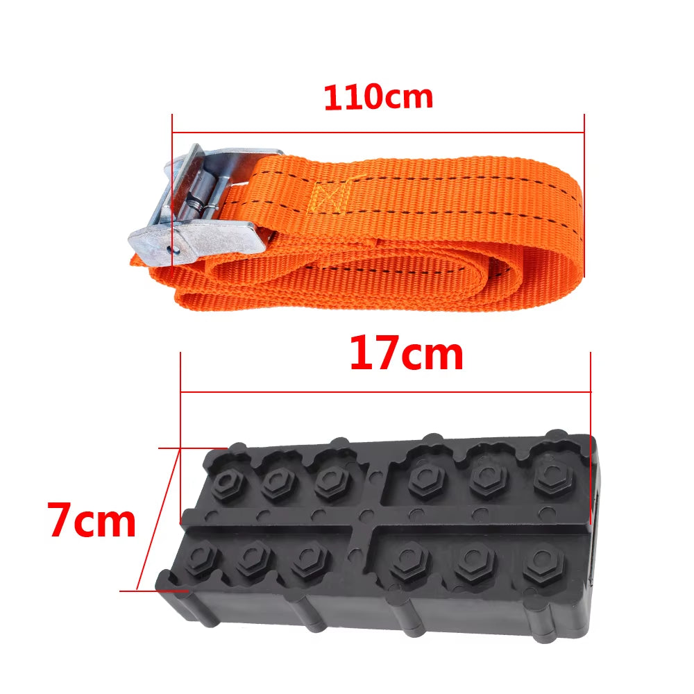 Emergency Snow Mud Sand Durable PU Anti-Skid for Snow Mud Ice 1 Pcs Car Tire Traction Blocks Tire Chain Straps