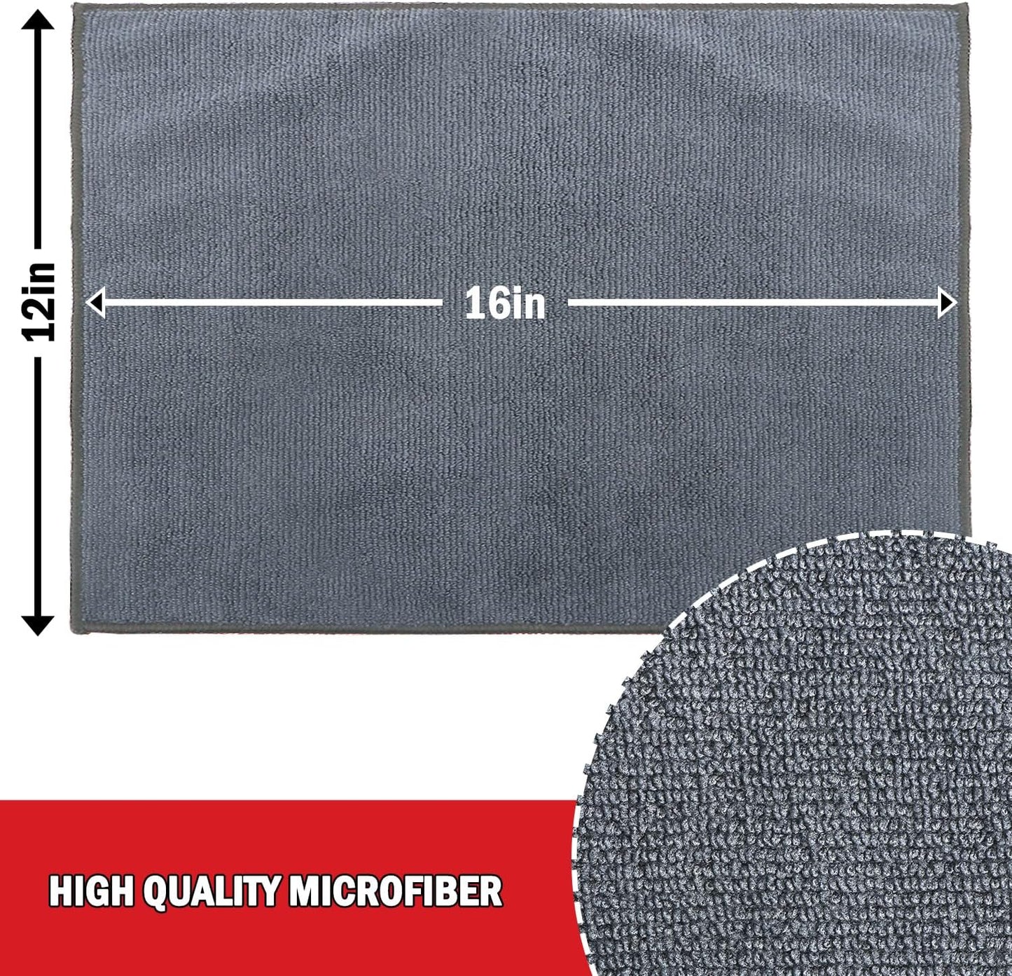 Microfiber Cleaning Cloth-24Pk, Premium All-Purpose Cloth for Cars, Soft & Absorbent Car Cloth, Lint Free Streak Wash House, Kitchen, Car, Windows(12In.X16In.), Blue Green Grey Orange