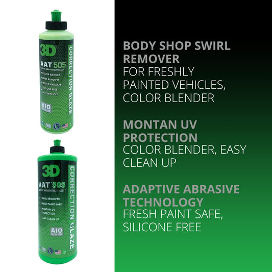 AAT 505 Correction Glaze - 8Oz - Body Shop Swirl Remover for Freshly Painted Vehicles - Montan UV Protection - Easy Clean up - Adaptive Abrasive Technology