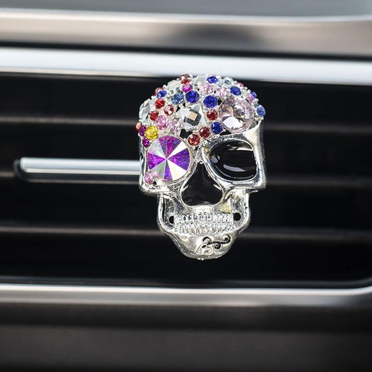 3 Pcs Skull Car Air Fresheners Vent Clips, Bling Rhinestone Punk Skull Car Air Vent Clip Car Diffuser Charm Cute Car Accessories Interior Decoration for Men Women