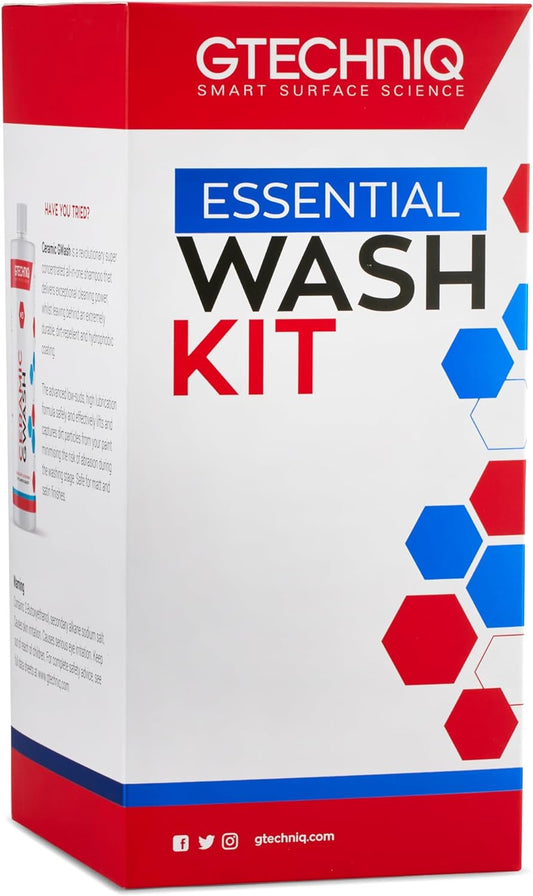 Essential Car Wash Kit, Car Cleaning Kit with Car Shampoo, Wheel Cleaner, Microfiber Car Wash Mitt and Microfiber Towel, Car Accessories for Highly Effective Cleaning