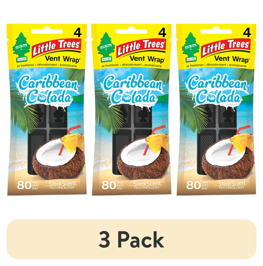 (3 Pack)  Air Freshener Vent Wrap Caribbean Colada Fragrance 4-Pack