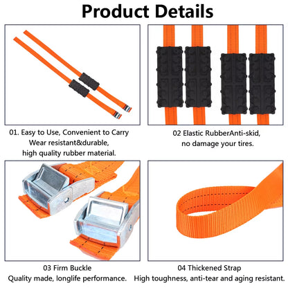 Emergency Snow Mud Sand Durable PU Anti-Skid for Snow Mud Ice 1 Pcs Car Tire Traction Blocks Tire Chain Straps
