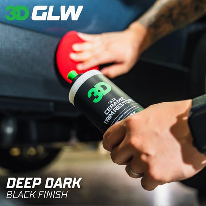 Sio2 Ceramic Trim Restore, GLW Series | Ultimate Hydrophobic Trim Reviver | Sio2 Infused Restoring, Shining, & Protecting | Restores Black Plastic & Vinyl | DIY Car Detailing | 16 Oz