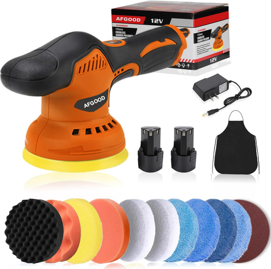 18PCS Cordless Car Buffer Polisher,(5 Inch/6 Inch) Portable Polishing Waxer Machine Kit,Car Buffer Grinder Kit for Car Detailing with 2PCS 2000Mah Battery,Buffing Polishing Pads,Polishing Bonne