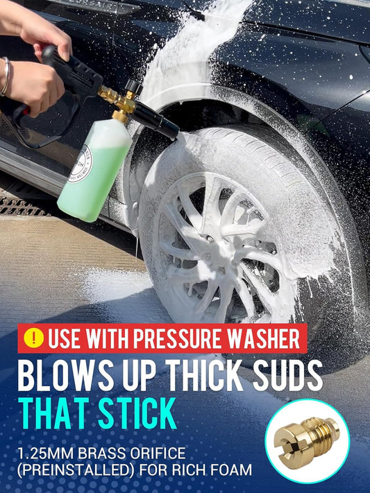 Foam Cannon for Pressure Washer, 4000Psi Car Wash Foam Gun, 1 Liter Foam Sprayer, Pressure Washer Soap Attachment with 1/4" Quick Connector, Snow Soap Blaster with 5 Nozzles for Car Detailing
