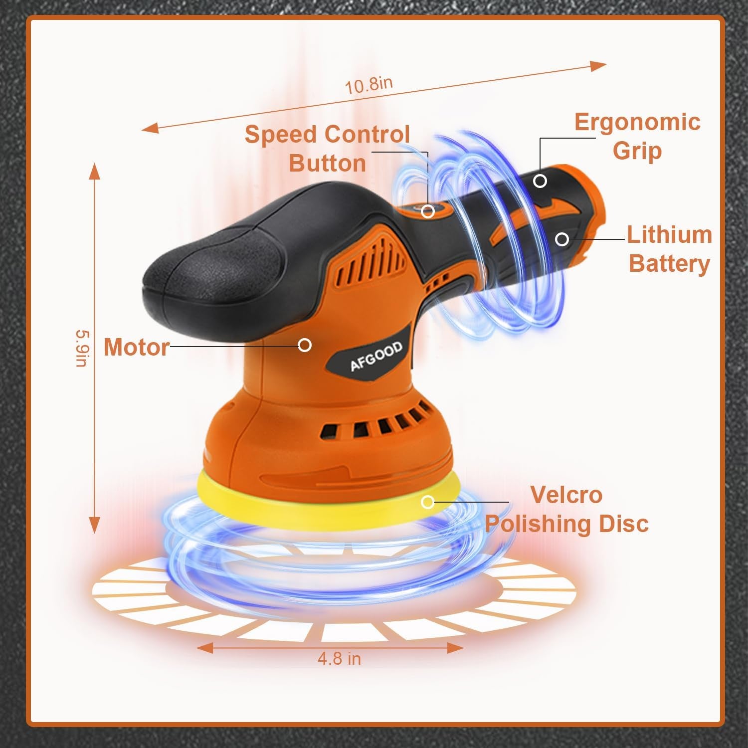 18PCS Cordless Car Buffer Polisher,(5 Inch/6 Inch) Portable Polishing Waxer Machine Kit,Car Buffer Grinder Kit for Car Detailing with 2PCS 2000Mah Battery,Buffing Polishing Pads,Polishing Bonne