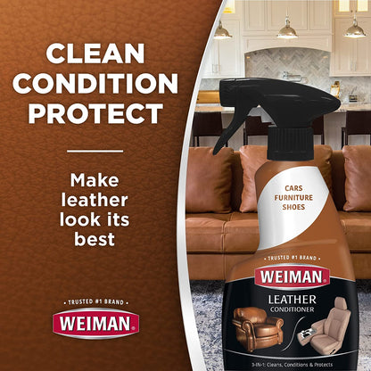 Leather Conditioner & Cleaner - Restores Surfaces, UV Protectants Help Prevent Cracking or Fading of Furniture, Sofa, Couch, Car Seats, Shoes, Purses, 6 Pack, 22 Oz