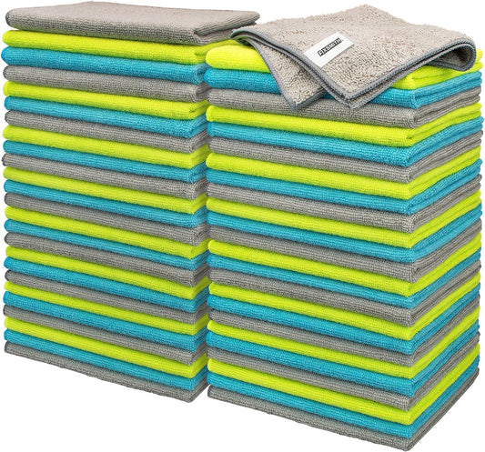 Microfiber Cleaning Cloth - Pack of 50, Microfiber Towels for Cars 16 X 12 In, Highly Absorbent Cleaning Rags, Lint-Free, Streak-Free Cleaning Cloths for Car Kitchen Home Office