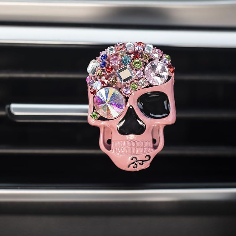 3 Pcs Skull Car Air Fresheners Vent Clips, Bling Rhinestone Punk Skull Car Air Vent Clip Car Diffuser Charm Cute Car Accessories Interior Decoration for Men Women