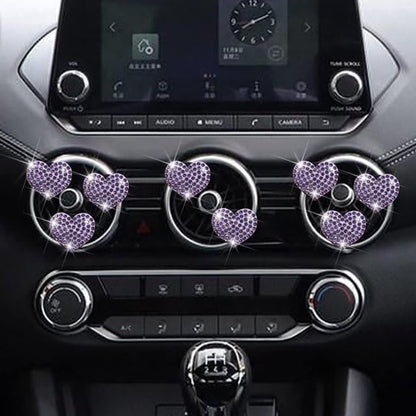 4Pcs Purple Heart Air Vent Clips, Bling Heart Cars Air Fresheners Vents Clips Car Diffuser Diamond Car Interior Decor Cute Cars Accessories Car Decoration for Women Automotive Air Fresheners