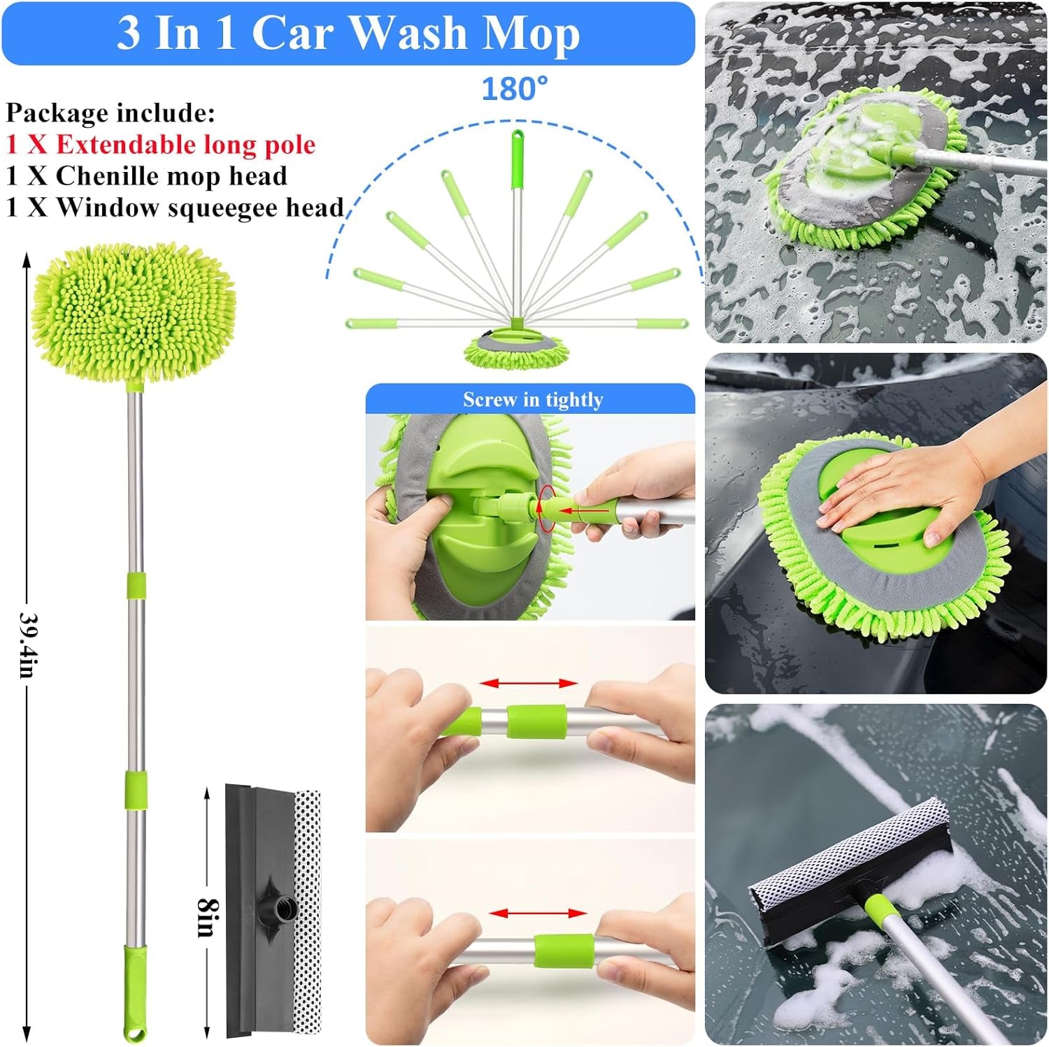 42Pcs Car Wash Detailing Kit Cleaning Kits with Foam Gun Sprayer Wash Brush with Long Handle Collapsible Bucket Large Wash Mitt Towels Complete Interior Exterior Car Washing Supply Set Blue