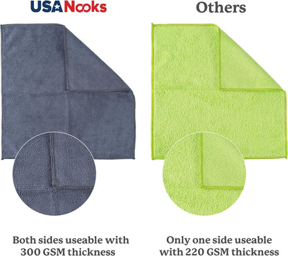 Microfiber Cleaning Cloth Grey - 12 Pcs (12.5"X12.5") - High Performance - 1200 Washes, Ultra Absorbent Microfiber Towel Weave Grime & Liquid for Streak-Free Mirror Shine - Car Washing Cloth