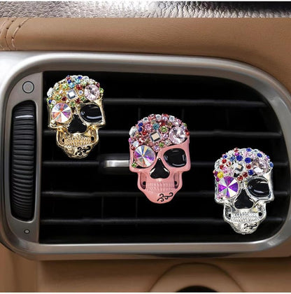 3 Pcs Skull Car Air Fresheners Vent Clips, Bling Rhinestone Punk Skull Car Air Vent Clip Car Diffuser Charm Cute Car Accessories Interior Decoration for Men Women