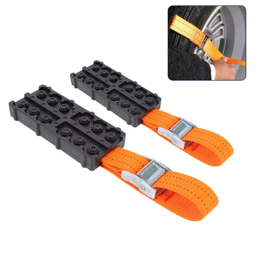 Emergency Snow Mud Sand Durable PU Anti-Skid for Snow Mud Ice 1 Pcs Car Tire Traction Blocks Tire Chain Straps