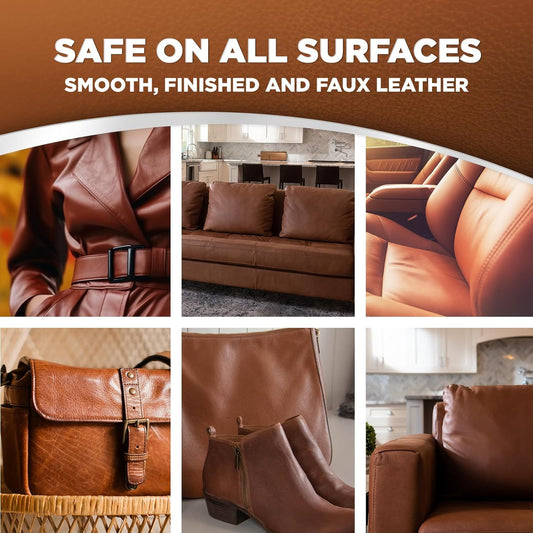 Leather Conditioner & Cleaner - Restores Surfaces, UV Protectants Help Prevent Cracking or Fading of Furniture, Sofa, Couch, Car Seats, Shoes, Purses, 6 Pack, 22 Oz