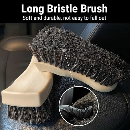 Long Bristle Horse Hair Brush for Leather, Versatile Leather Cleaning Brush for Car Interior Seat, Carpet, Upholstery, Furniture and Shoes