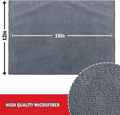 Microfiber Cleaning Cloth-24Pk, Premium All-Purpose Cloth for Cars, Soft & Absorbent Car Cloth, Lint Free Streak Wash House, Kitchen, Car, Windows(12In.X16In.), Blue Green Grey Orange