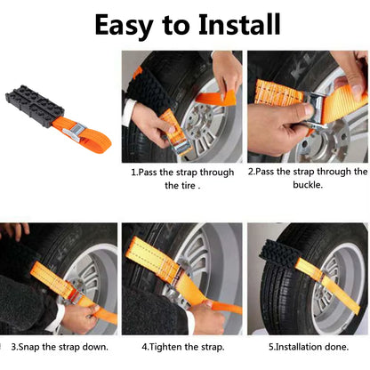 Emergency Snow Mud Sand Durable PU Anti-Skid for Snow Mud Ice 1 Pcs Car Tire Traction Blocks Tire Chain Straps