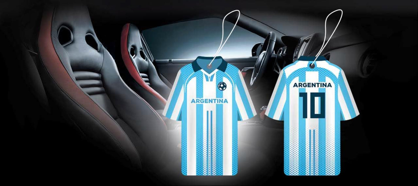 Car Air Freshener Assorted 12 Pack Fan Team Jersey USA|MEXICO|COLOMBIA|BRAZIL ARGENTINA|VENEZUELA Long- Lasting (Team Argentina, Mix 3 Bubble Gum, 3 New Car,3 Vanilla Black,3 Crystal Black)